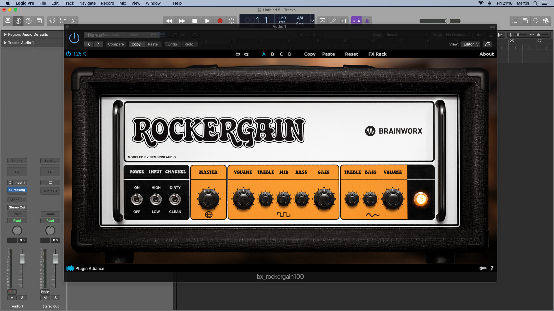 Plugin Alliance Brainworx bx_rockergain100 Amp Sim